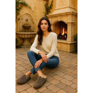 Birkenstock Boston Shearling Mocha Suede Genuine Shearling Lined Size 35 New